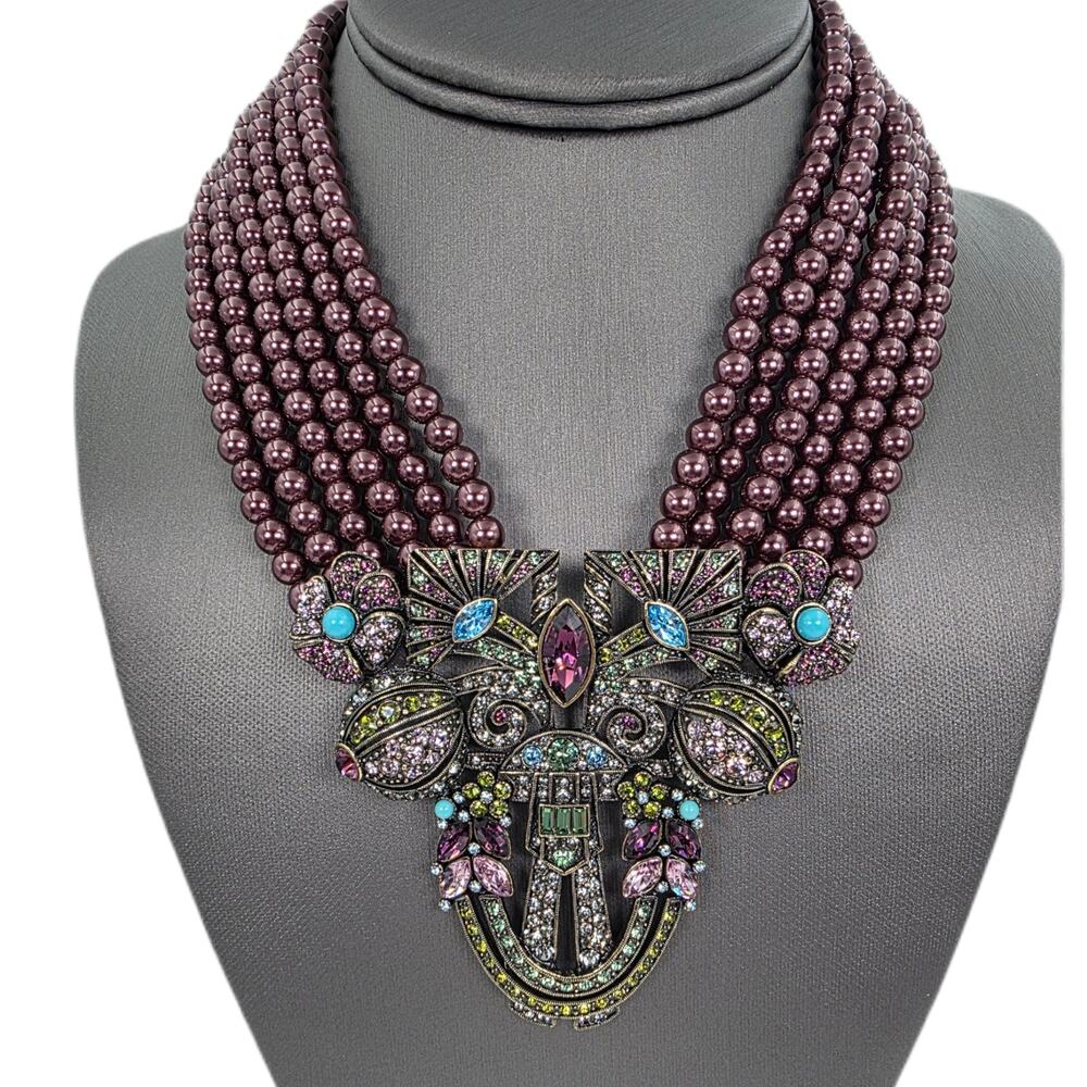 Heidi Daus "Bountiful Splendor" 6 Strand Beaded Crystal Statement Necklace